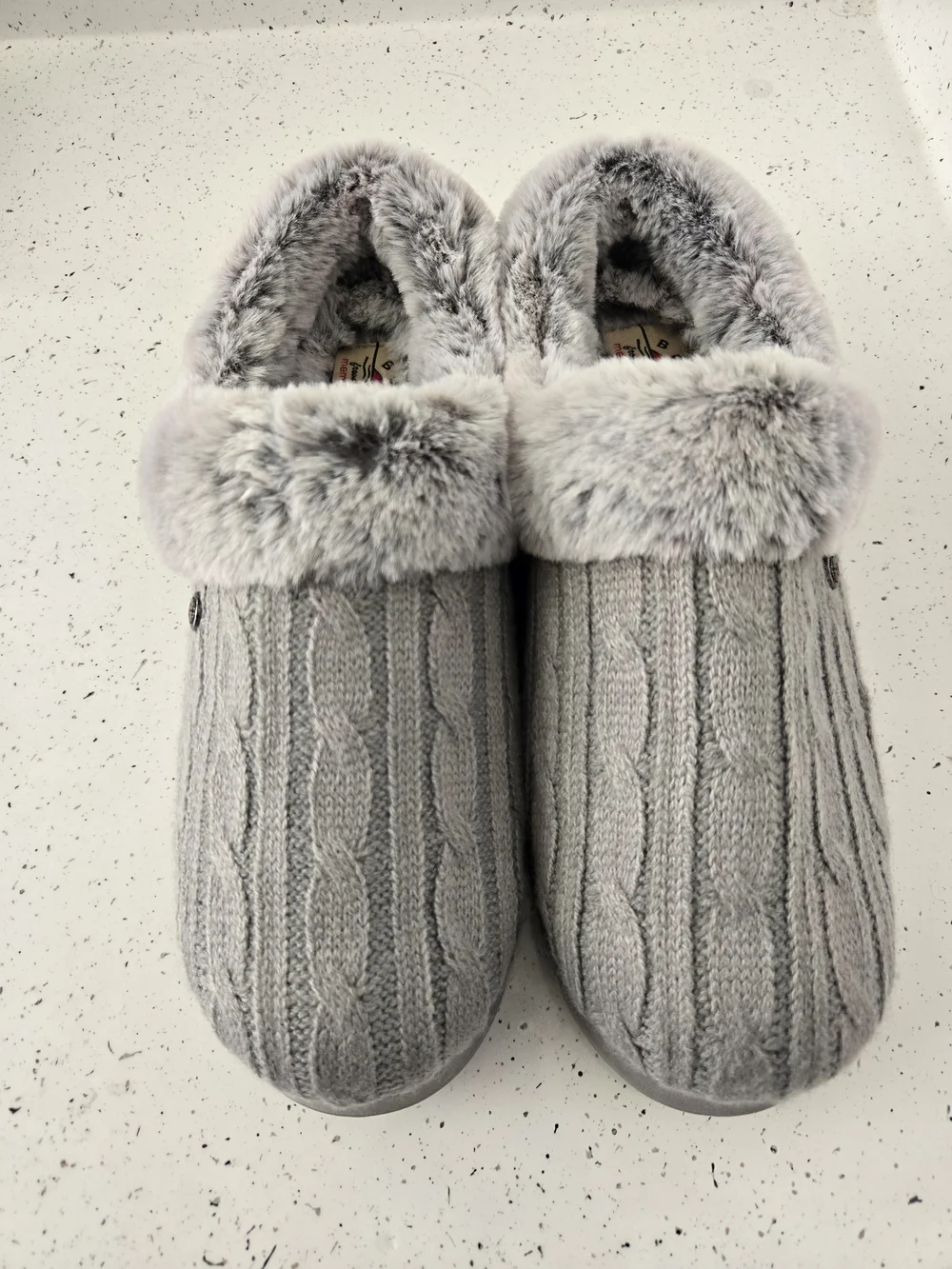 Skechers BOBS Memory Foam Faux Fur Grey - Picture 2 of 6